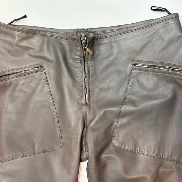 CRAZY COOL, SUPER RARE, NEW GIANNI VERSACE GRAY LEATHER PANT / JACKET SET 46 - Picture 15 of 16